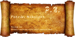 Petrán Nikolett névjegykártya